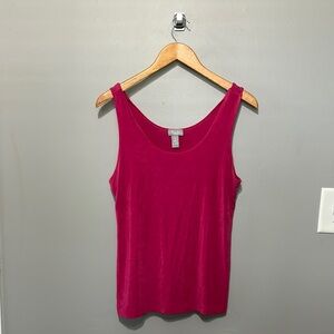 Fuchsia Pink Silky-Feel Tank Top, Travelers by Chico’s, Women's Size 2 = M/L EUC